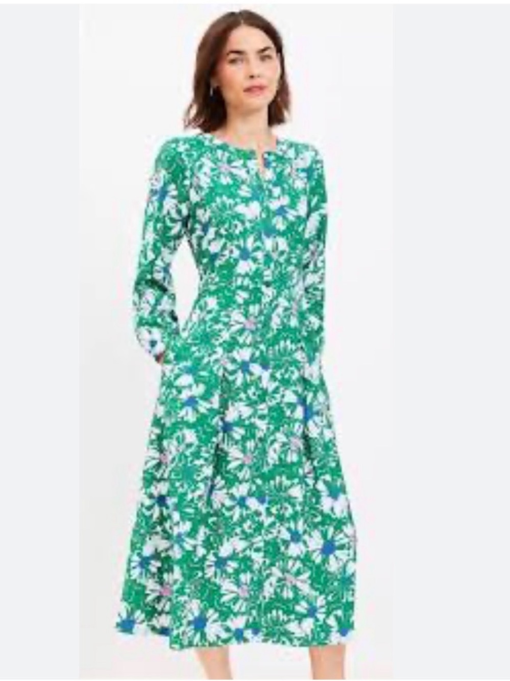 Loft Green Floral Midi Dress